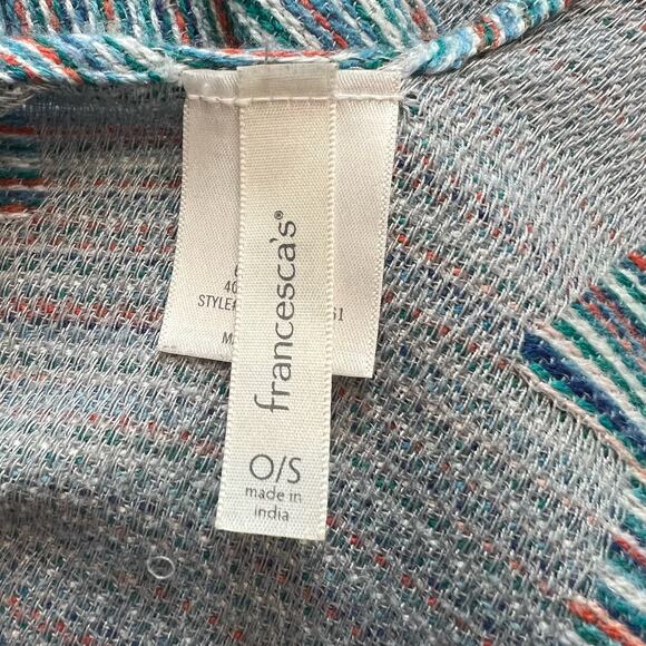 Francesca’s Collections blue gray geo sweater kimono open cardigan poncho - Picture 6 of 6